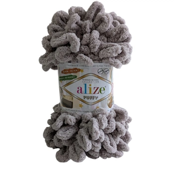 Пряжа Alize Puffy №268 сіро-бежевий, для в'язання руками