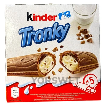 Батончики Kinder Tronky з молочною начинкою та шматочками печива 90 г (0225)