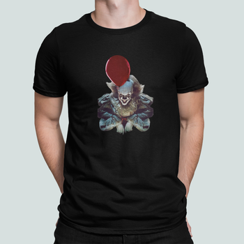 Мужская футболка Stedman с принтом Pennywise It Пеннивайз Клоун Оно 4 Хэллоуин Черный XL