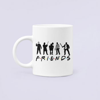 Чашка Керамическая кружка с принтом Friends Друзья Хэллоуин 3 Белая 330 мл