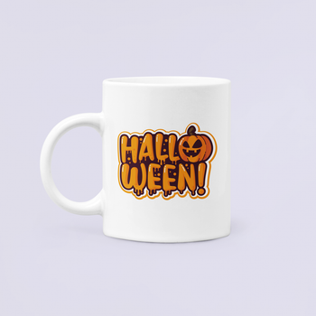 Чашка Керамическая кружка с принтом Хэллоуин Halloween Тыква Белая 330 мл