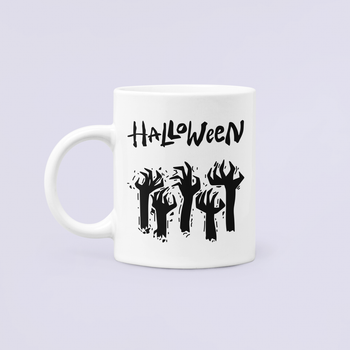 Чашка Керамическая кружка с принтом Руки зомби Halloween Хэллоуин Белая 330 мл