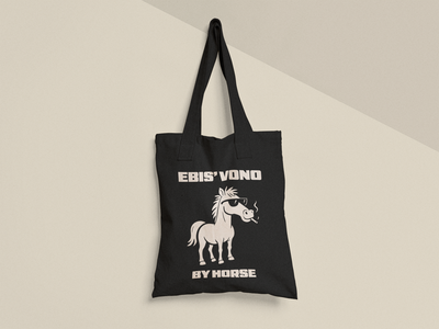 Эко сумка шоппер с принтом Ebis` vono by horse Конь 38х40см Хлопок Черная