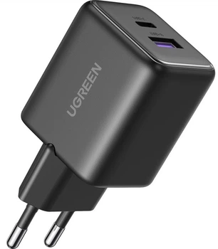 Мережевий зарядний пристрій Ugreen X516 30 W 2-Port GaN Black (UGR-65014)