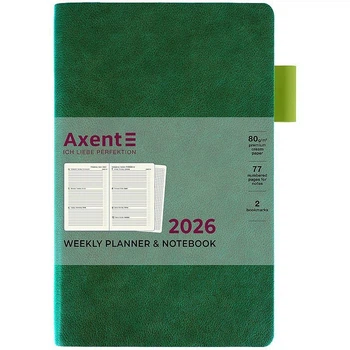 Еженедельник "Axent" 2026 /8527-26-2-A/ Partner Muse Soft, 125*195, зеленый (1/12)
