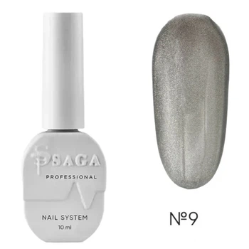 Гель-лак Saga Professional Glow Cat 09 серый металлик, 10 мл