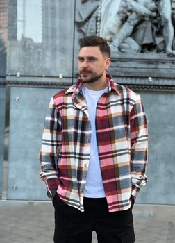 Мужская рубашка MonsterBrand теплая XXL (54) красный