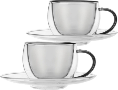 Набір чашок Orion Double з подвійними стінками з блюдцями 90 мл 2 шт (8592381192549)