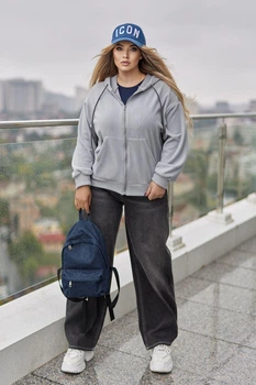 Тепла кофта худі оверсайз жіноча Fashion 54/56 Сірий
