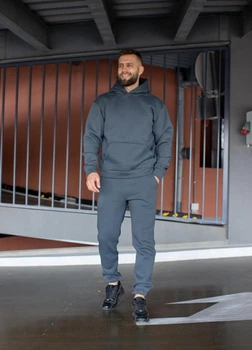 Чоловічий спортивний костюм з капюшоном MonsterBrand утеплений XL (52) графіт
