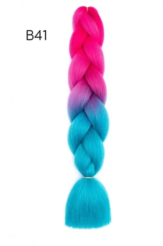 Канекалон омбре B41 60 см Jumbo Braid двухцветный розовй/бирюзовый
