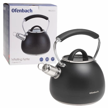Чайник Ofenbach 2.5л из нержавеющей стали со свистком и нейлоновой ручкой KM-100311
