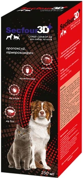 Спрей для собак та котів Fipromax Secfour 3D 250 мл цефенпрокс/фіпроніл/пірипроксифен (4820150207847)