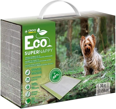 Одноразові пелюшки для собак 57 х 54 см Croci Super Nappy Eco 14 шт/уп (біорозкладні) (8023222214712)