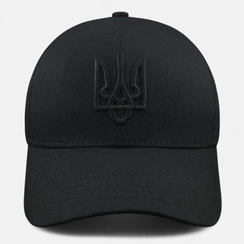 Кепка с черным Гербом / Трезубцем Украины патриотическая Черная M (56-58 см) (GU-129988UM)