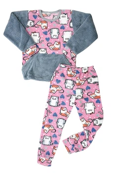 Пижама детская Бома 1052.67 Флис с рисунком, 110р. Кошки, розовый
