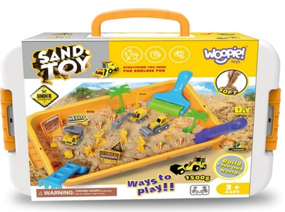 Zestaw Woopie Piasek kinetyczny 1.5 kg XXL Plac budowy stolik z foremkami i pojazdami 54818 (5906280654818)