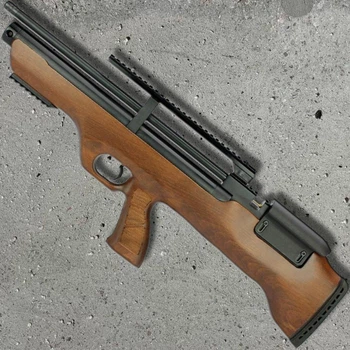 Пневматична гвинтівка Hatsan FlashPup-W PCP 4.5 мм — bullpup з дерев’яним ложем, 30 Дж, регульована