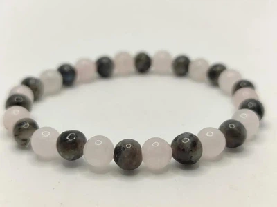 Браслет Magic Stone із розового кварцу та лабрадору, бусини 6 мм, one size