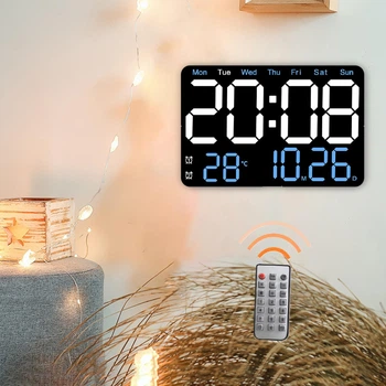 Часы Deepfox DS-6652 LED цифровые электронные настенные/настольные Будильник Дата Температура 27,5х18,3см синий