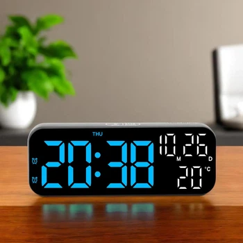 Годинник Deepfox YX-2802 LED цифровий електронний настільний Будильник Дата Температура 17,5х6,8см синій/чорний