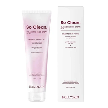Крем для ежедневного очищения кожи лица HOLLYSKIN So Clean. с экстрактом камелии и рисом 100г