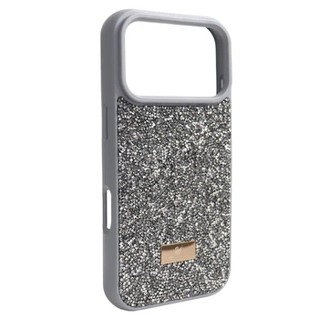 Чохол Swarovski для iPhone 17 Pro протиударний захисний аксесуар сірий з блискітками