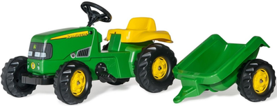 Трактор на педалях Rolly Toys Kid John Deere з причепом Зелено-жовтий (4006485012190)