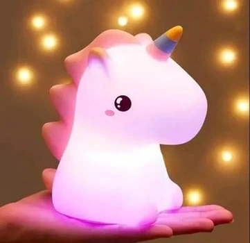 Дитячий силіконовий нічник світильник лампа єдиноріг RGB LOSSO Unicorn (056x)