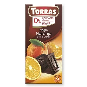 Шоколад Без Цукру Torras чорний з апельсином 75 г