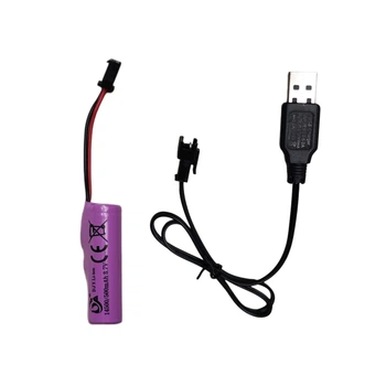 Комплект USB зарядний шнур + Акумулятор Li-ion 14500, 3.7V, 500mAh SM 2 pin для дитячої іграшки | Для радіокерованої машинки