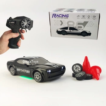 Дрифт-машина на радиоуправлении Dodge Hellcat Додж с неоновой подсветкой, 21 см (Black)