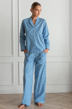 Пижама Forli Пижамный костюм из хлопка с брюками Navy Plaid XS/S HL0073-80-69_XS/S
