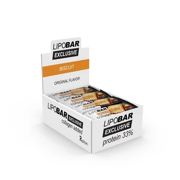 Блок батончиков LipoBar Exclusive Protein Bar, 20*50 грамм - Бисквит обогащенный биоактивным коллагеном Peptan