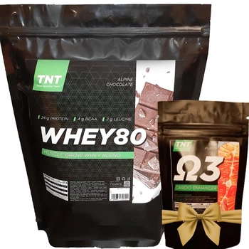 Протеїн TNT WHEY 80 2 кг Alpine chocolate + Омега-3 в подарунок