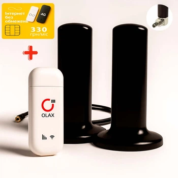 Універсальний 4G LTE Wi-Fi USB модем/роутер OLAX F90 Fly з 2 автомобільними плоскими антенами MIMO (по 16 dBi) + Оплачений 1 місяць безлімітного інтернету Lifecell у подарунок