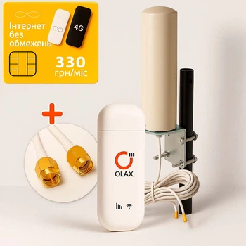 Універсальний 4G LTE Wi-Fi USB модем/роутер OLAX F90 Fly з вуличною всенаправленою MIMO антеною (2х12 dBi) + Подарунок — безлімітна SIM-картка Lifecell