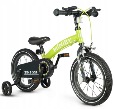 Rowerek dziecięcy - Rowerek biegowy Qplay Miniby 3w1 14" Zielony (5061047481547)
