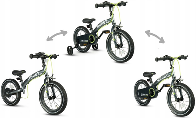Rowerek dziecięcy - Rowerek biegowy Qplay Miniby 3w1 14" Szary (5061047481561)