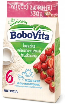 Каша Bobovita молочна рисова з полуницею від 6 місяців, 330 г