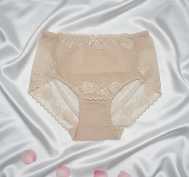 Женские трусики Finella 2XL-ОБ-108-112 бежевые слип высокие хлопок с кружевом.(WNMV83293X)