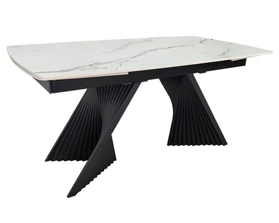Обеденный раскладной стол EDMUND CERAMIC 160(240)*90 белый мат/черный Intarsio