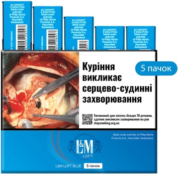 Мініблок сигарет L&M Loft Blue x 5 пачок (7622100545668_7622100426646)