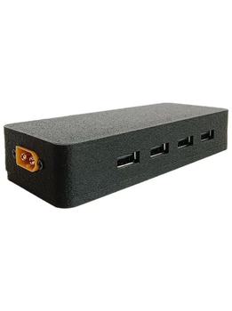 Блок питания от аккумулятора с XT60 и встроенным вольтметром 4×USB / DC 5.5×2.1 мм