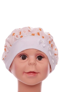 Бірет для дівчинки з сердечками білий бавовняний Murat Baby 6м+ (50378)