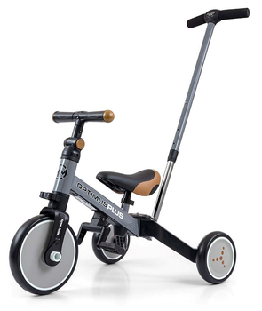 Rowerek trójkołowy Milly Mally Optimus Plus 4w1 szary 5307 (5901761128543)