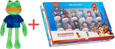 Набор Подарочная игрушка Inka Toys Лягушонок Пепе 9х15х45 см + Фигурки-штампы Miraculous Щенячий Патруль Делюкс 12 шт (4820266222567/7290104317651)
