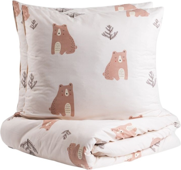 Komplet pościeli Homla Bearie Poszewka na pościel 160 x 200 cm + 2 poszewki na poduszki 70 x 80 cm z mikrofibry w niedźwiedzie Beżowy (5906496702297)