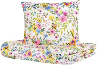 Komplet pościeli Homla Floral Essentials Poszewka na pościel 220 x 200 cm + 2 poszewki na poduszki 70 x 80 cm z mikrofibry w kwiatki Biały (5906496742798)