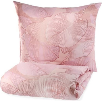 Komplet pościeli Homla Gallo Poszewka na pościel 160 x 200 cm + 2 poszewki na poduszki 70 x 80 cm z mikrofibry w liście Różowy (5904183811741)